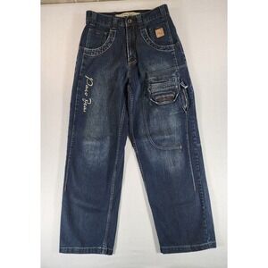 Paco Jeans Baggy Mens 30x32 Wide Leg Pocket Dark Wash Embroidered Y2K Streetwear